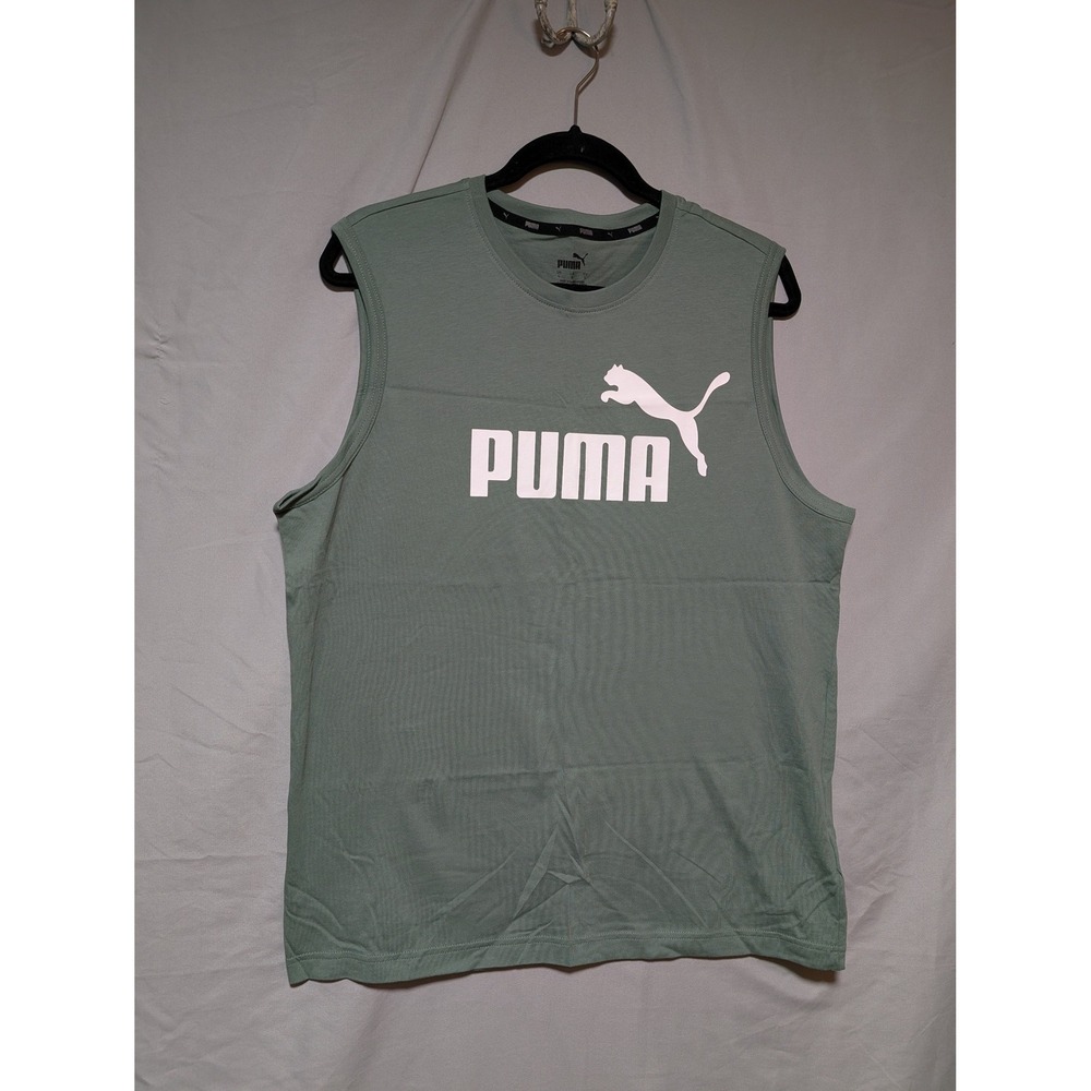 Puma Men's Green Sleeveless Muscle Workout Tank Athletic Training Top Size Large